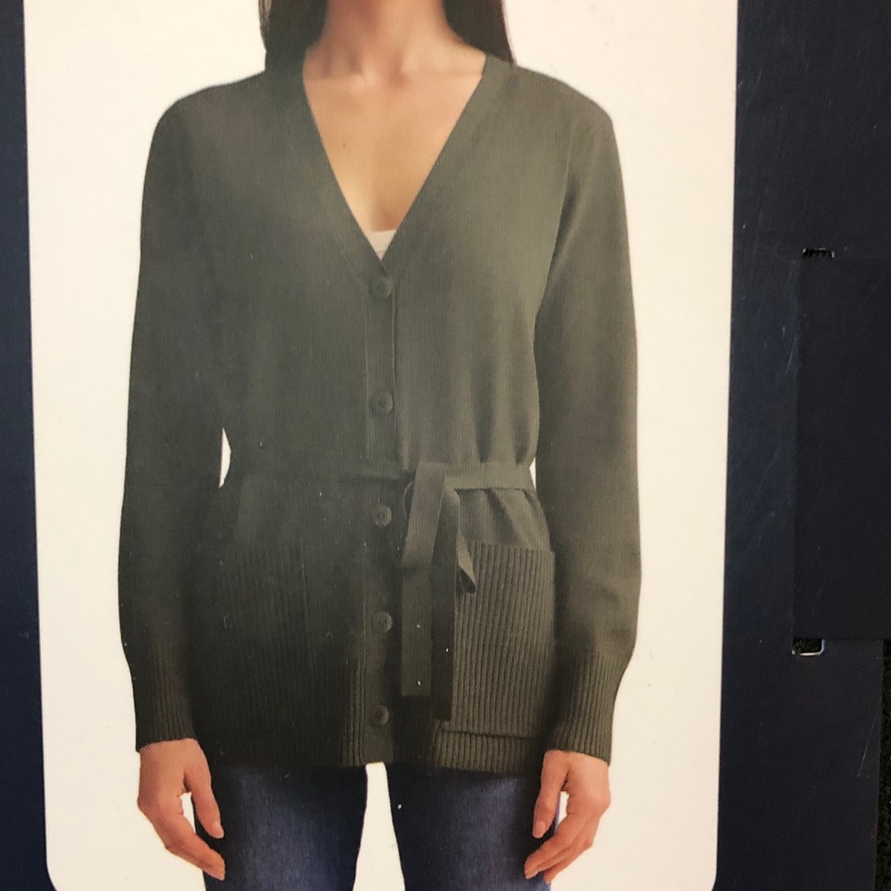Splendid Dark Olive Button-Front V-Neck Cardigan